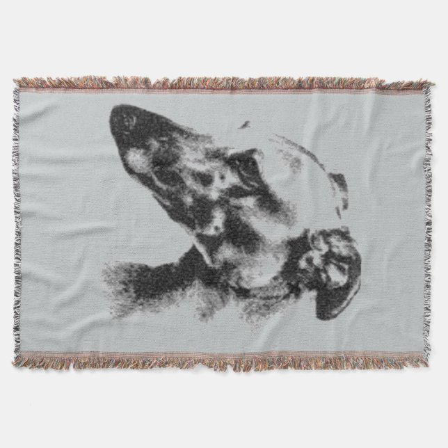Greyhound Eyes Pet Portrait Throw Blanket (Front)