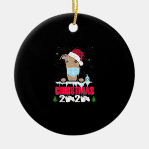Greyhound Face Mask Dog Merry Christmas 2020 Funny Ceramic Tree Decoration