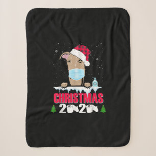 Greyhound Face Mask Dog Merry Christmas 2020 Funny Sherpa Blanket