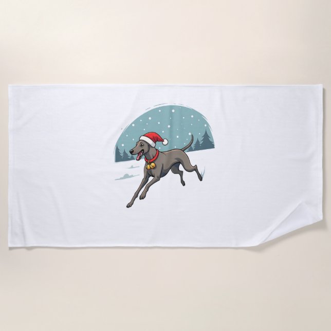 Greyhound Festive Sprint dog Beach Towel (Front)