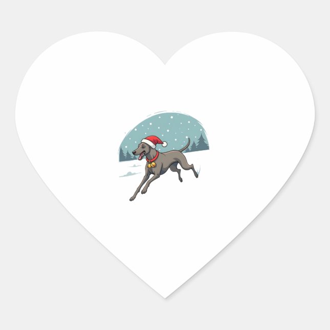 Greyhound Festive Sprint Heart Sticker (Front)