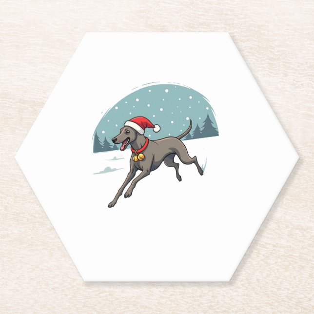 Greyhound Festive Sprint Paper Coaster (Front)