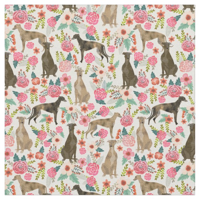 greyhound florals vintage florals cream fabric (Close Up)