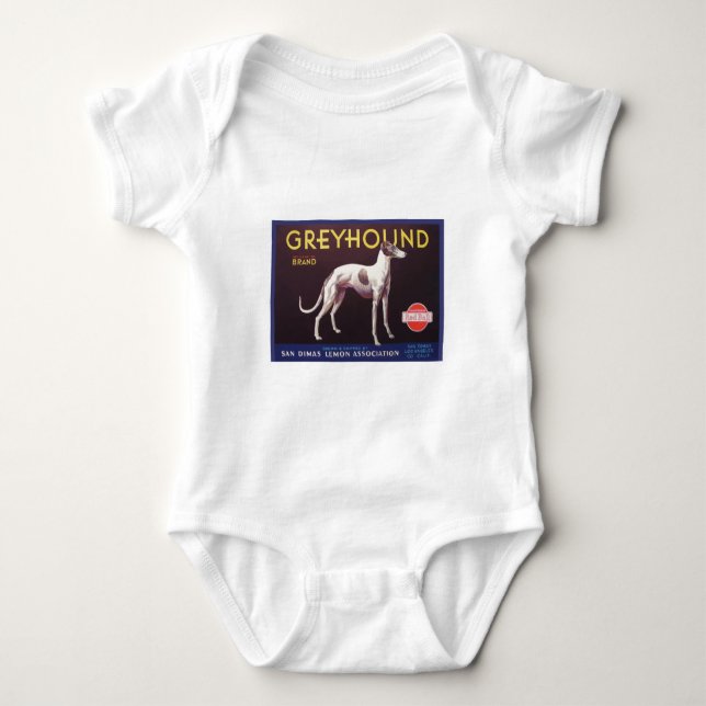 Greyhound Fruit Crate Label Baby Bodysuit (Front)