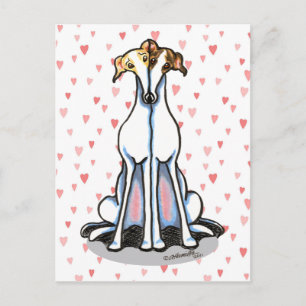 Greyhound Gathering Love Hearts Postcard
