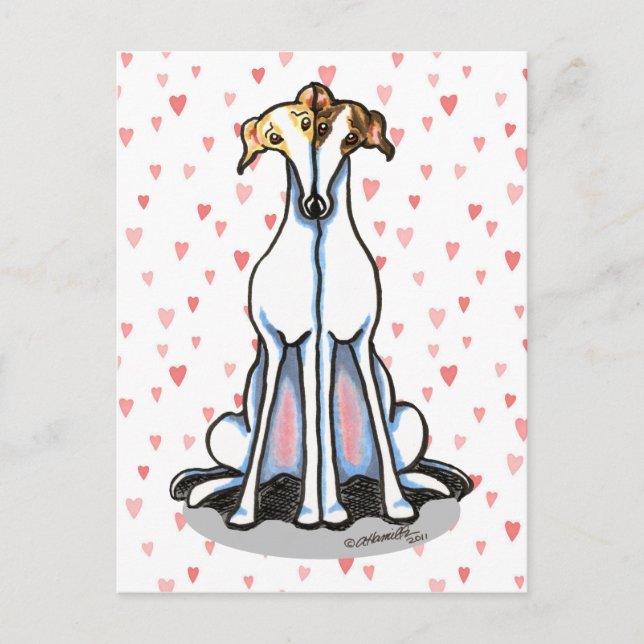 Greyhound Gathering Love Hearts Postcard (Front)