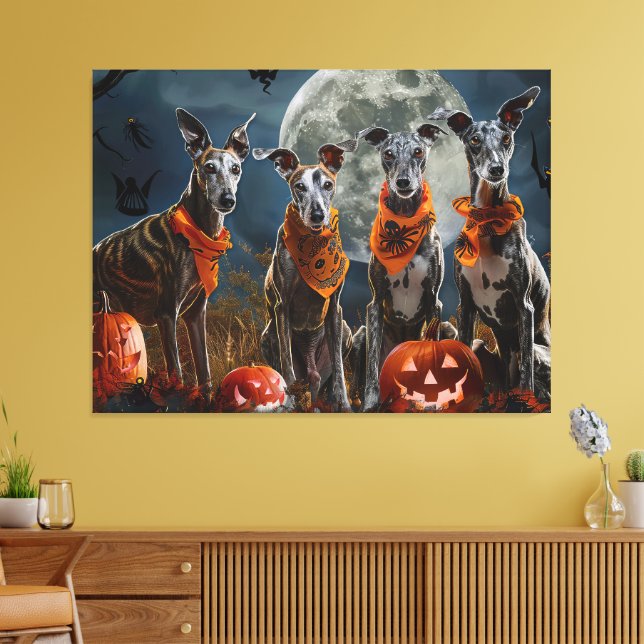 Greyhound Halloween Spooky Canvas Print (Insitu(LivingRoom))