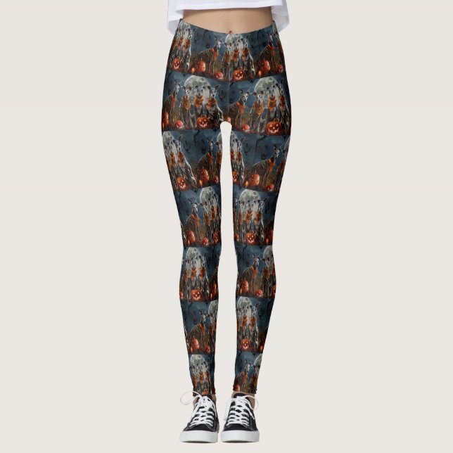 Greyhound Halloween Spooky Leggings (Front)