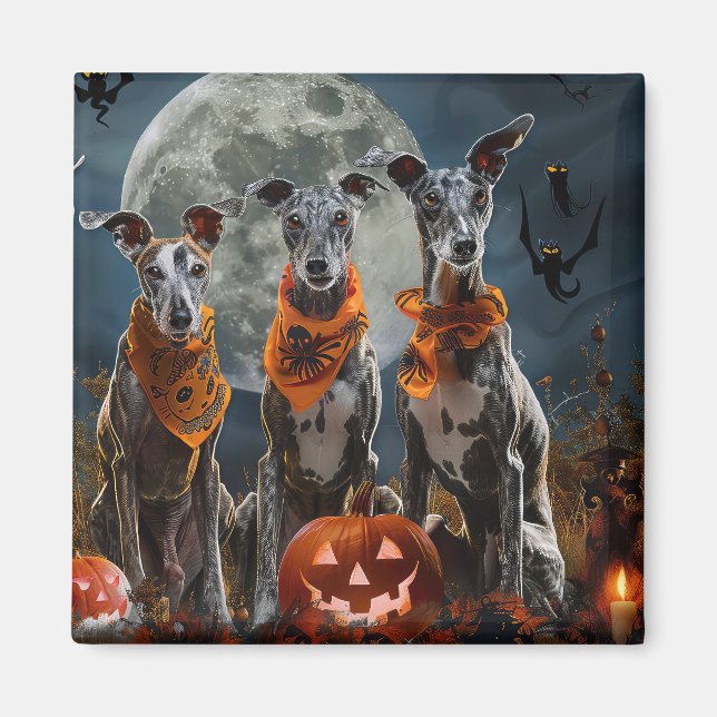 Greyhound Halloween Spooky Magnet (Front)