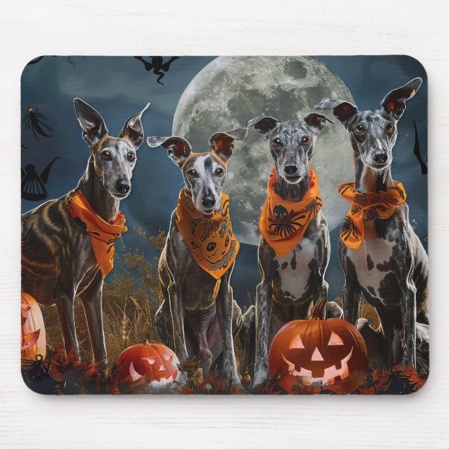 Greyhound Halloween Spooky Mouse Mat (Front)