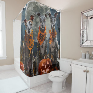 Greyhound Halloween Spooky Shower Curtain