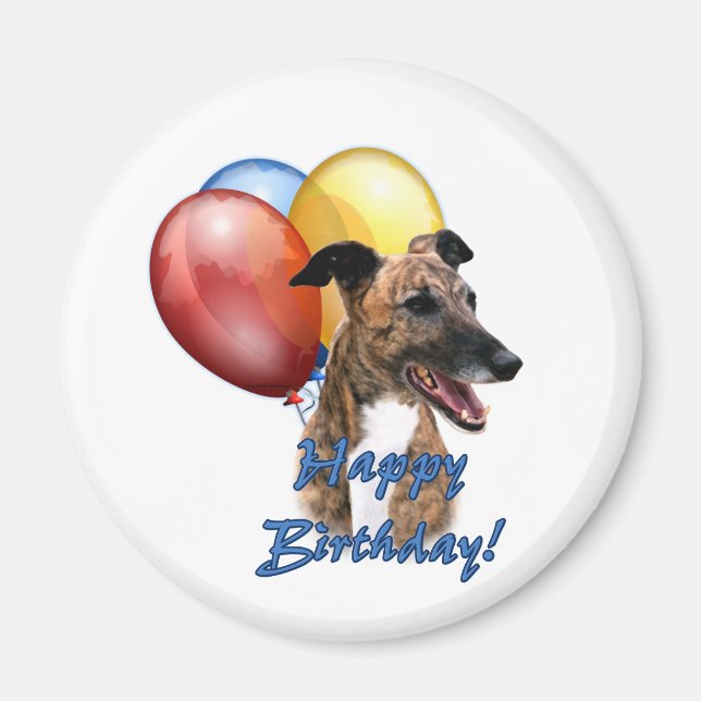 Greyhound Happy Birthday Balloons. Magnet (Front)