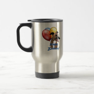 Greyhound Happy Birthday Balloons. Travel Mug