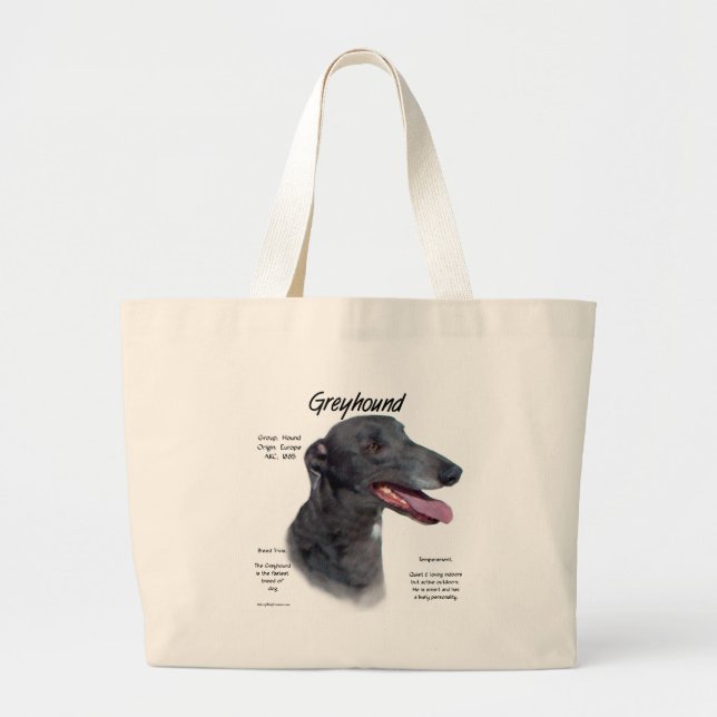 Greyhound History Design Large Tote Bag (Front)