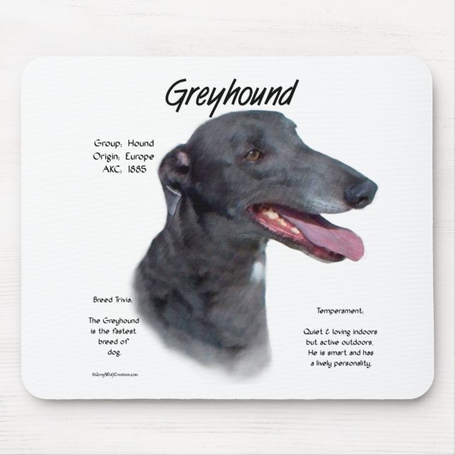 Greyhound History Design Mouse Mat (Front)