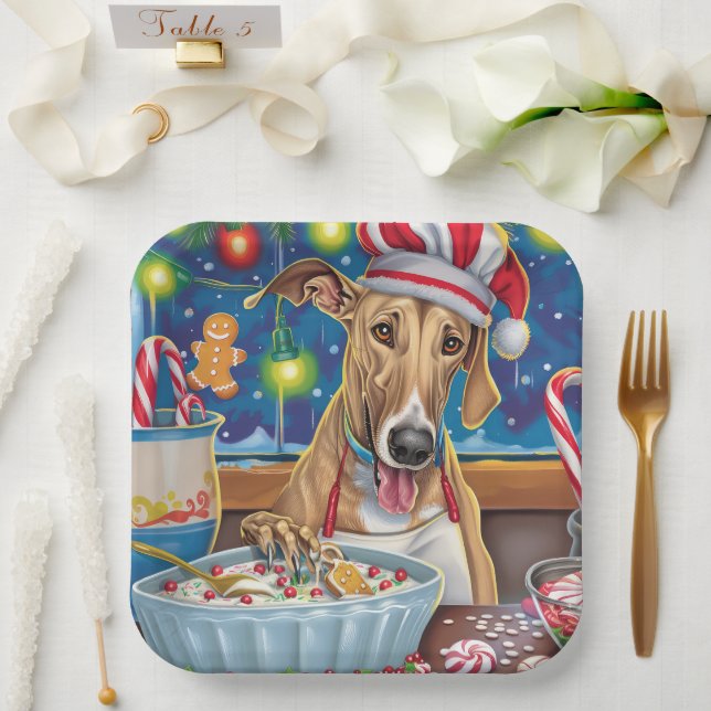 Greyhound Holiday Baking: Festive Christmas Paper Plate (Wedding)