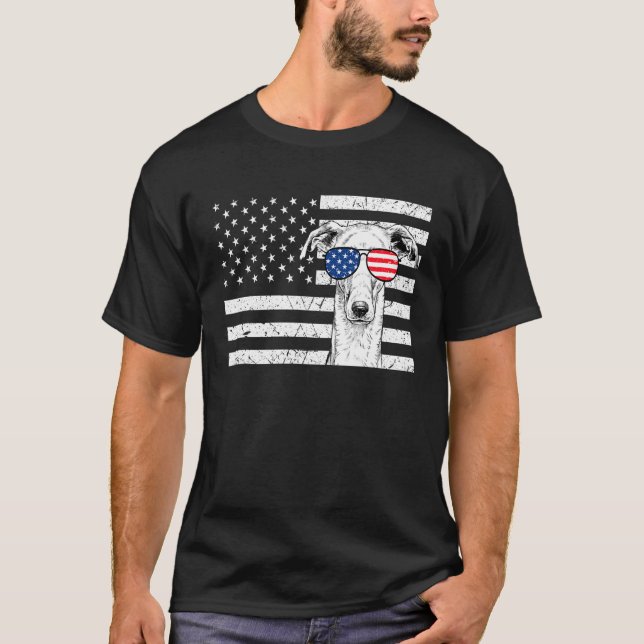 Greyhound Iggy Dog 4th of July US American Flag Pa T-Shirt (Front)