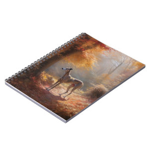 Greyhound in Autumn Leaves Fall Inspire Notebook