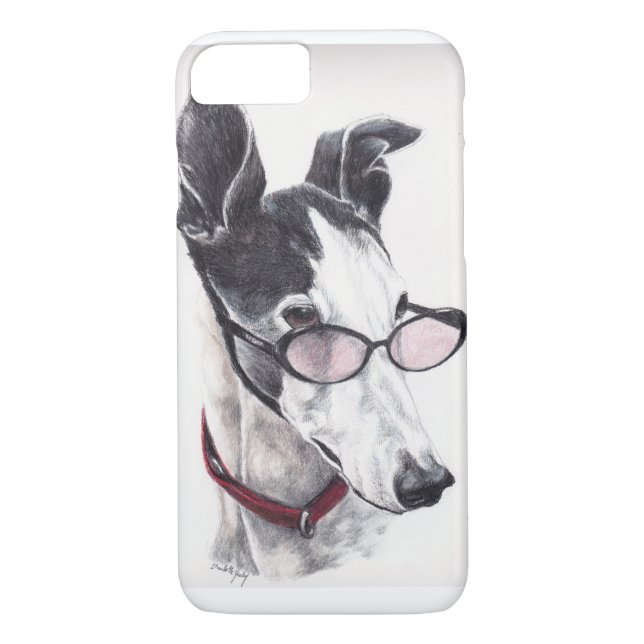 Greyhound in glasses Dog Art iPhone 7 Case (Back)