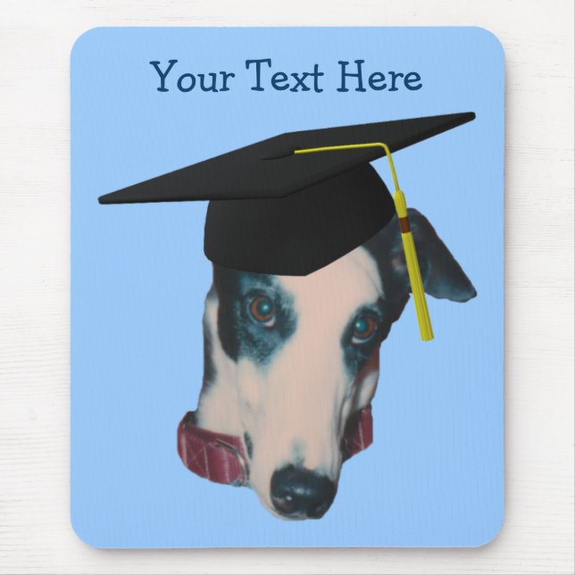 Greyhound In Graduation Cap Funny Dog Mousepad (Front)