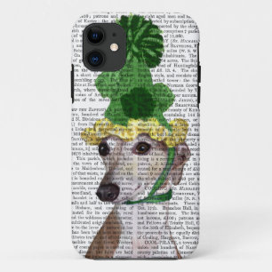 Greyhound in Green Knitted Hat 2 iPhone 11 Case