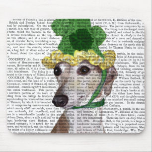 Greyhound in Green Knitted Hat 2 Mouse Mat