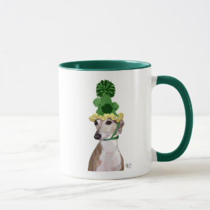 Greyhound in Green Knitted Hat 2 Mug