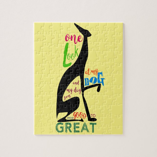 Greyhound Italian Silhouette Love My Dog Stylish Jigsaw Puzzle (Vertical)