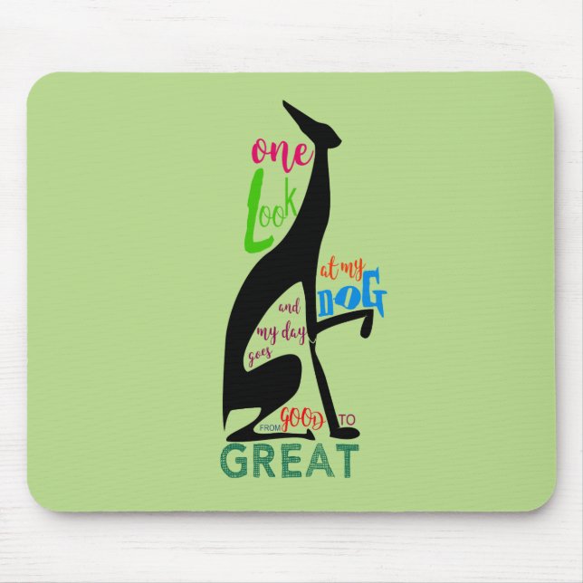 Greyhound Italian Silhouette Love My Dog Stylish Mouse Mat (Front)
