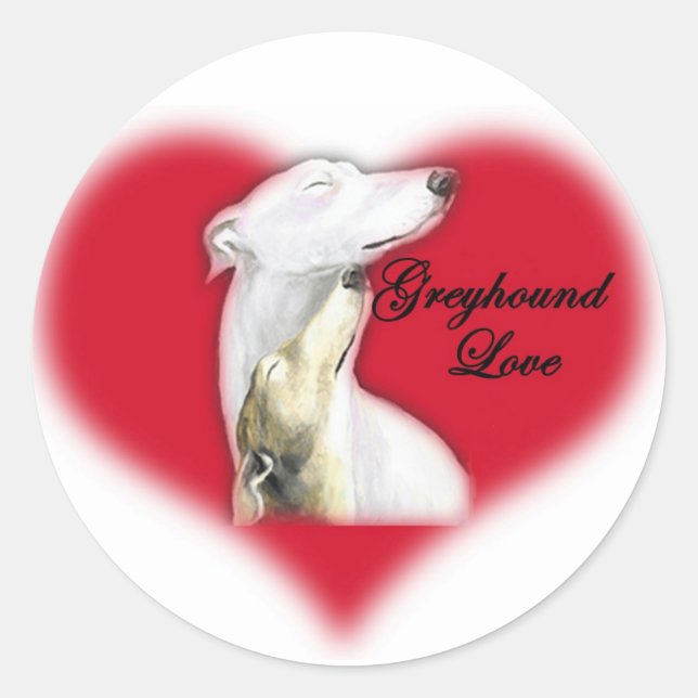 Greyhound Love Dog Art Sticker (Front)