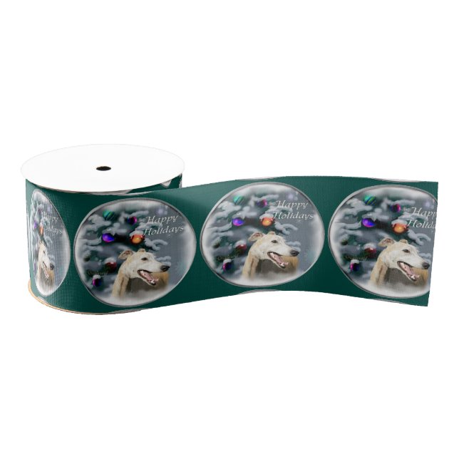 Greyhound Lovers Christmas Grosgrain Ribbon (Spool)