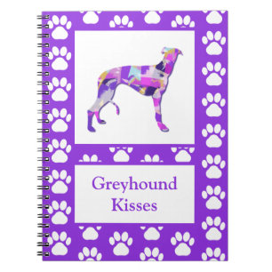 Greyhound Lurcher Dog Silhouette Paw Purple PY&B Notebook