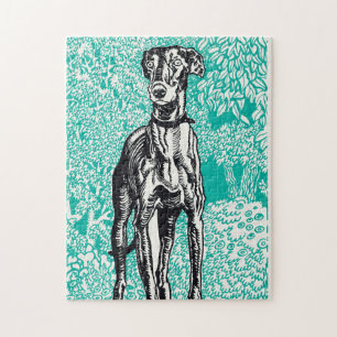 Greyhound Moriz Jung painting print animal dog art Jigsaw Puzzle