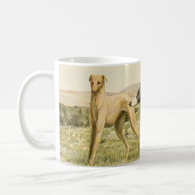 Greyhound mug with antique print (Left)