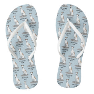 Greyhound Mum (fawn white) Cute Dog Mum Flip Flops