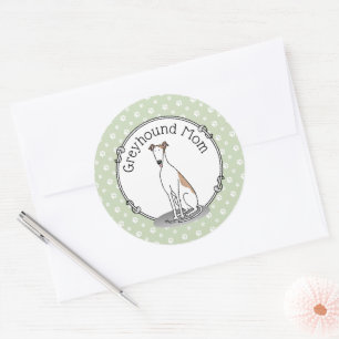 Greyhound Mum (fawn white) Cute Dog Mum Funny Classic Round Sticker