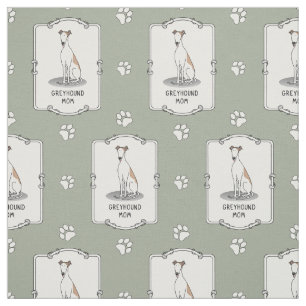 Greyhound Mum (fawn white) Cute Dog Mum Funny Fabric
