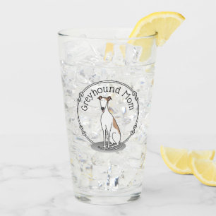 Greyhound Mum (fawn white) Cute Dog Mum Funny Glass