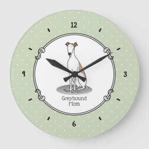 Greyhound Mum (fawn white) Cute Dog Mum Funny Large Clock