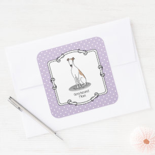 Greyhound Mum (fawn white) Cute Dog Mum Funny Square Sticker