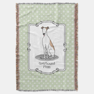 Greyhound Mum (fawn white) Cute Dog Mum Funny Throw Blanket