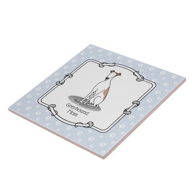Greyhound Mum (fawn white) Cute Dog Mum Funny Tile (Side)