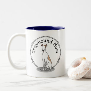 Greyhound Mum (fawn white) Cute Dog Mum Funny Two-Tone Coffee Mug