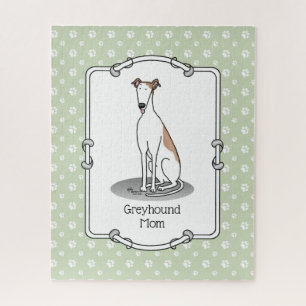 Greyhound Mum (fawn white) Cute Dog Mum Jigsaw Puzzle