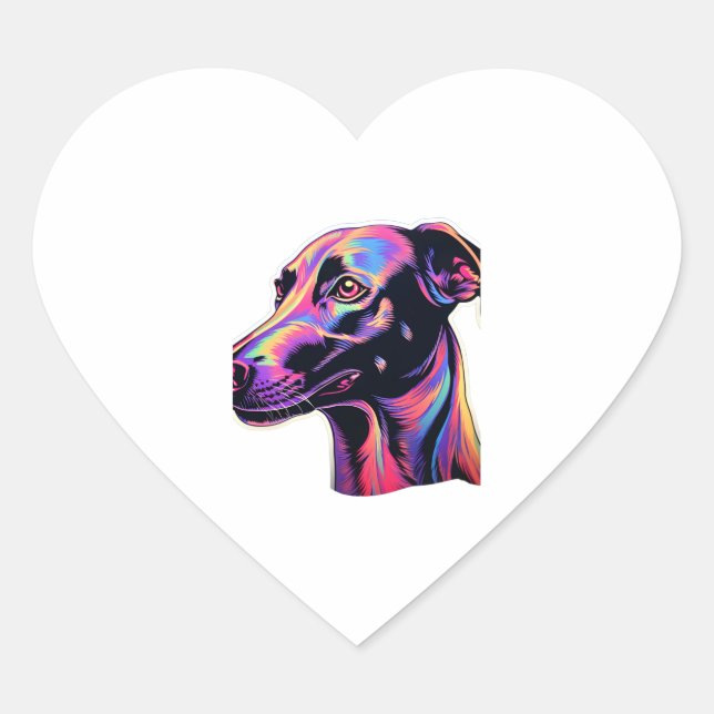Greyhound Neon Design   Heart Sticker (Front)