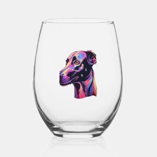 Greyhound Neon Design Stemless Wine Glass
