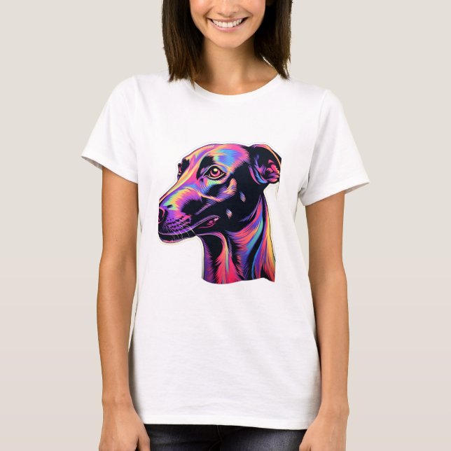 Greyhound Neon Design   T-Shirt (Front)