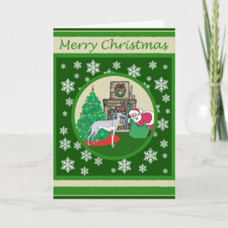 Greyhound Old Fashioned Christmas Holiday Card