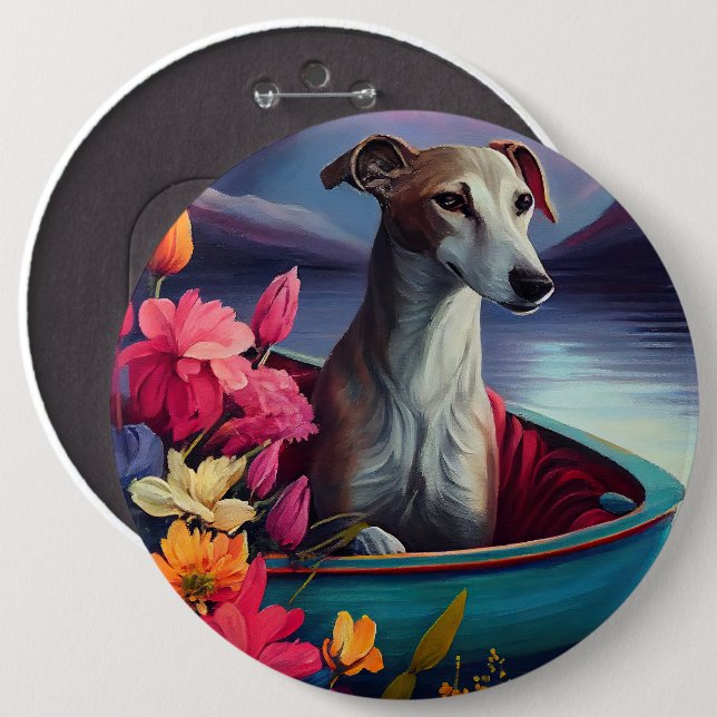 Greyhound on a Paddle: A Scenic Adventure 6 Cm Round Badge (Front & Back)