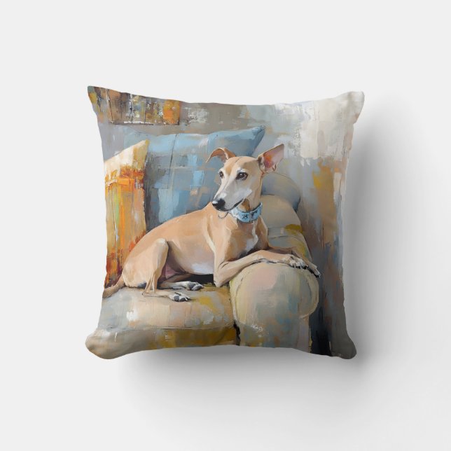 Greyhound on a sofa cushion (Front)
